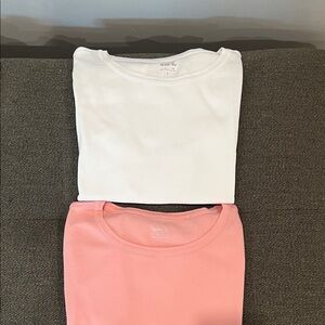J. Crew White and Pink Short Sleeve Tees